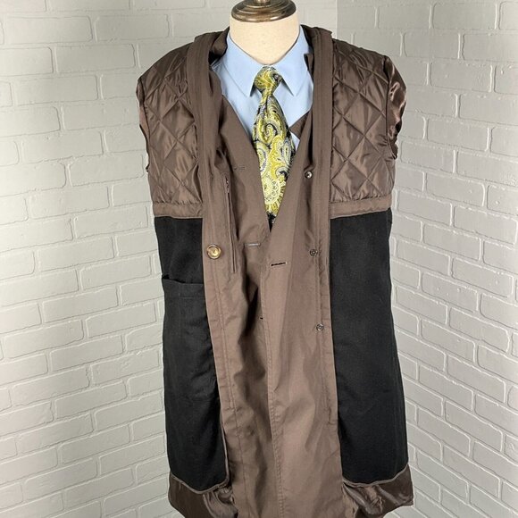 Savile Row London Coat Men Medium 42‎ Brown Kingston Trench Rain Belt Warmer VTG - Picture 8 of 16